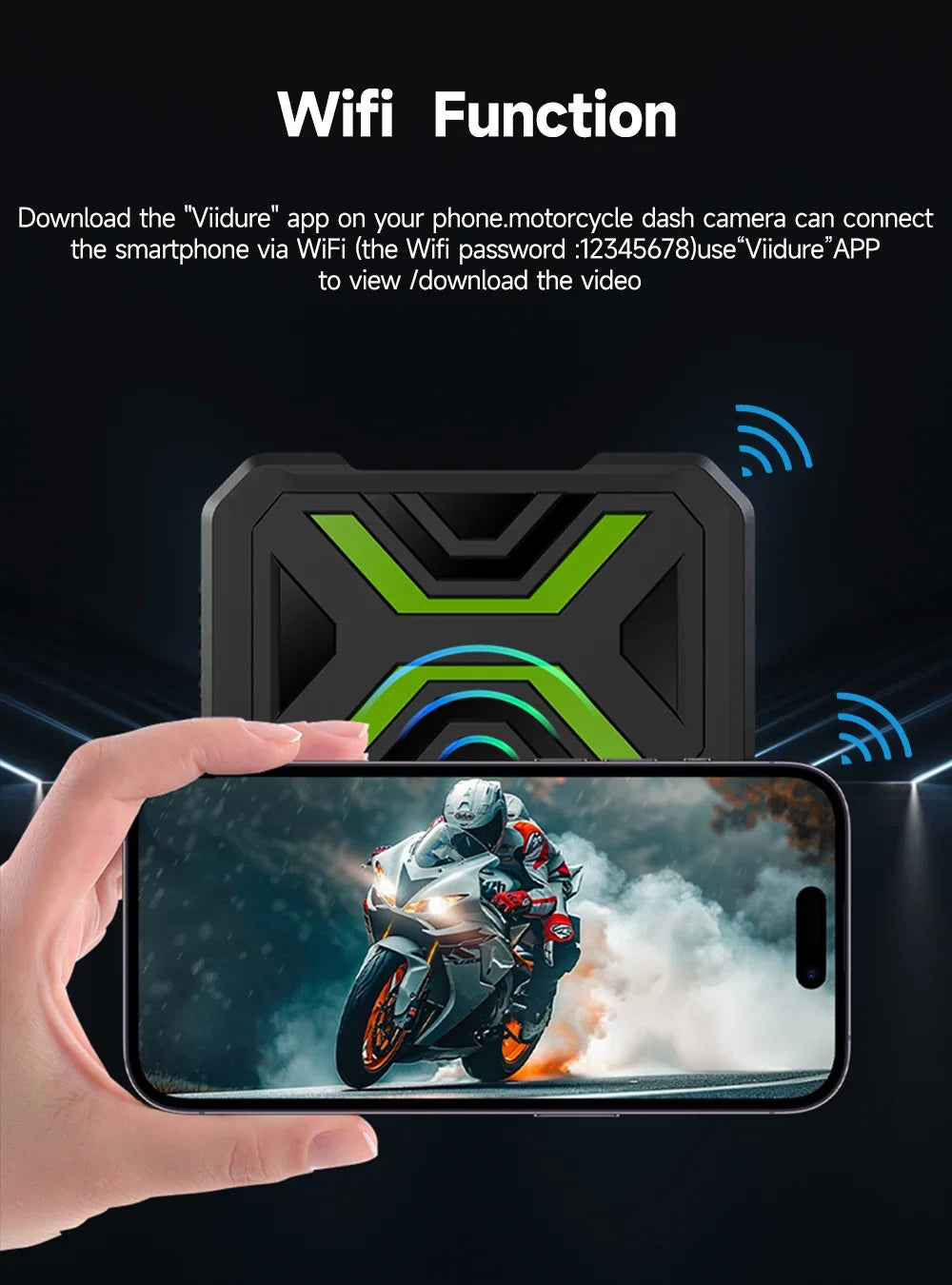 Motorcycle Action Camera Recorder Front & Rearview Waterproof Dual Full Motorcycle DVR Dash Cam Night Vision WiFi Smart Connect