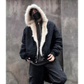 American Retro Lamb Fleece Cotton Jacket Winter Thickened Keep Warm Fur Collar Jacket Zipper Hoodie Loose Coat men clothing