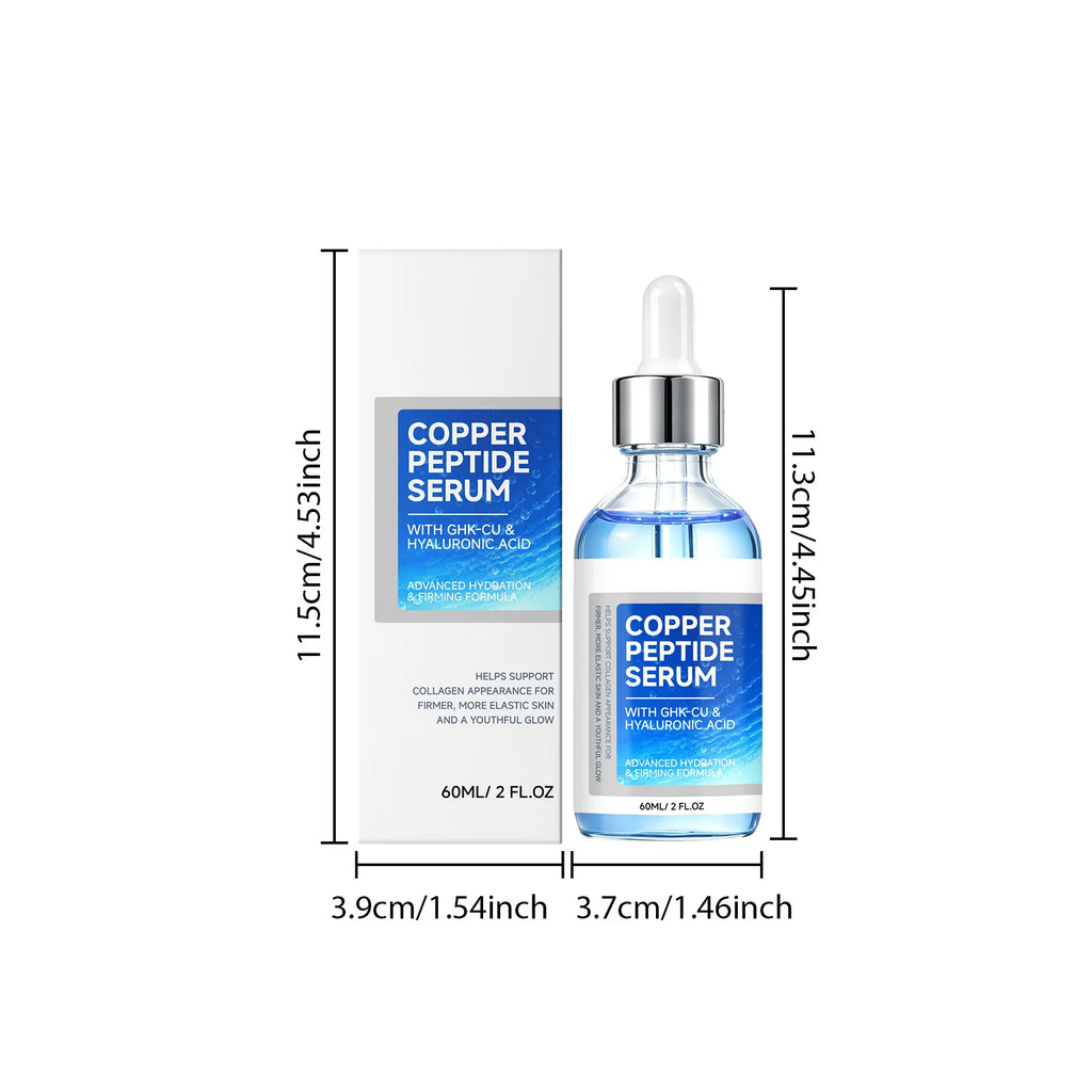 Copper Peptide Face Serum with Hyaluronic Acid & Niacinamide, GHK-Cu Hydrating Serum for Firm, Smooth & Glowing Skin 60ml