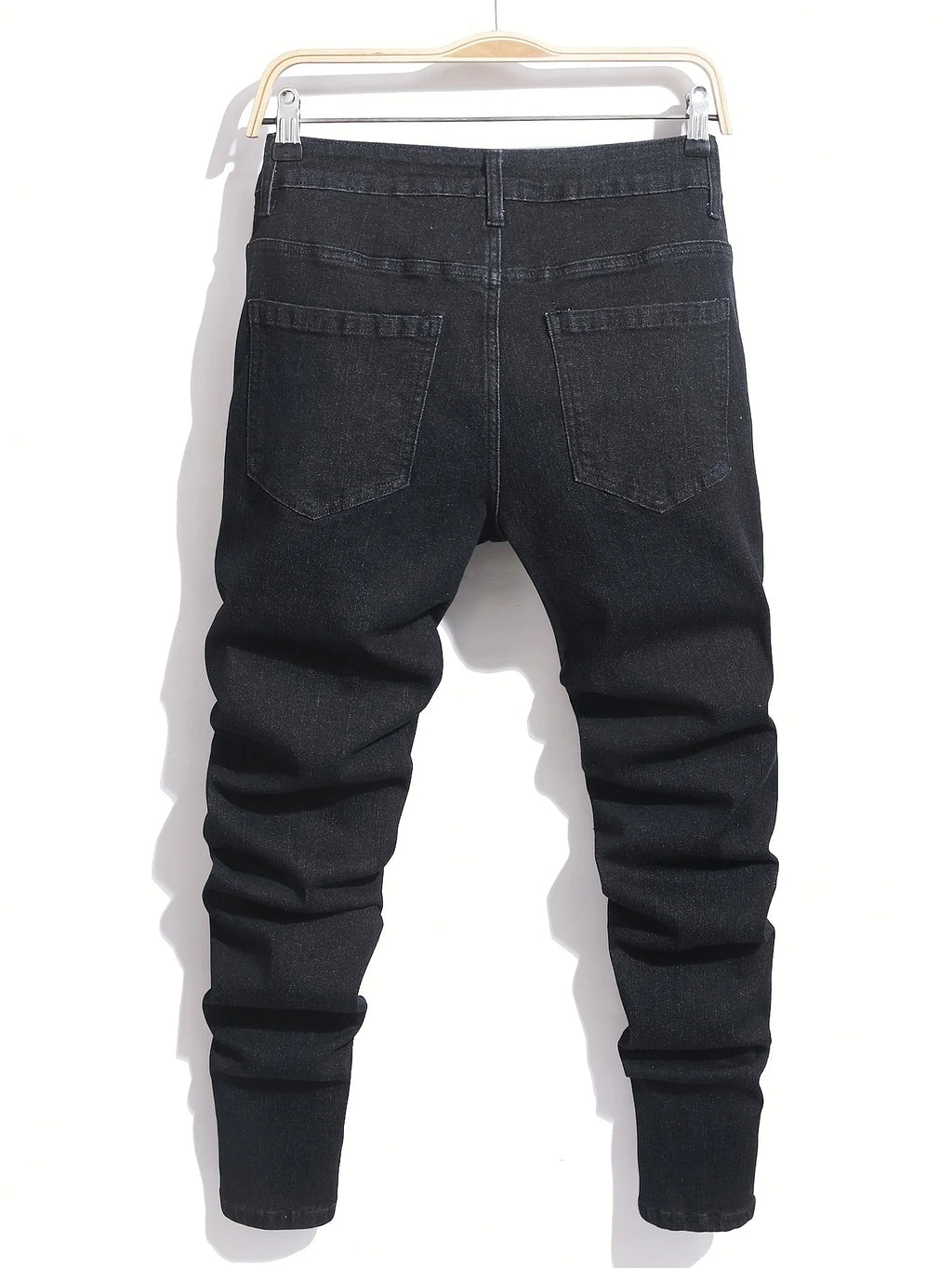 Men's Ripped Denim Jeans for Man High Stretch Skinny Biker Pants Casual Slim Fit Trousers with Patchwork Embroidery Streetwear