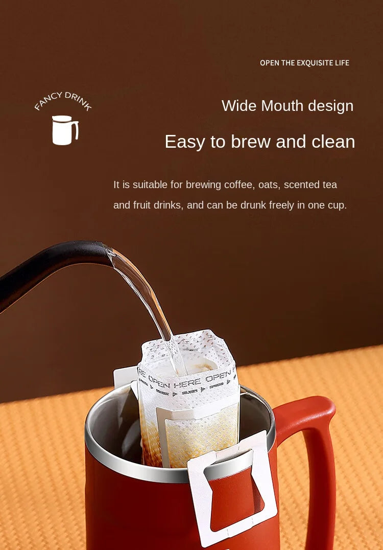 304 Stainless Steel Mug with Lid and Spoon Office Water Cup  High Aesthetic Coffee Cup, Breakfast Cup Water Bottles