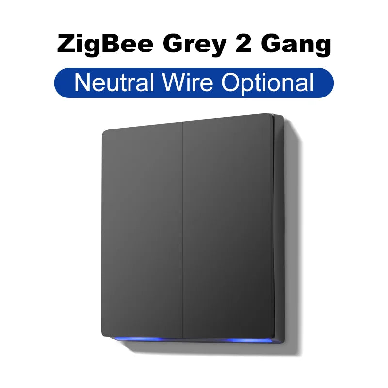 GIRIER ZigBee Wall Switch Tuya Smart Button Light Switches 1/2/3/4 Gang Support Neutral or without Neutral Wire Works with Alexa