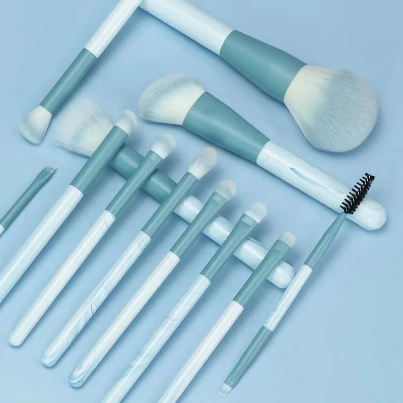 12pcs Makeup Brushes Set Portable Foundation Powder Blending Blush Concealer Synthetic Fiber Bristle Brush Blending Makeup Brush