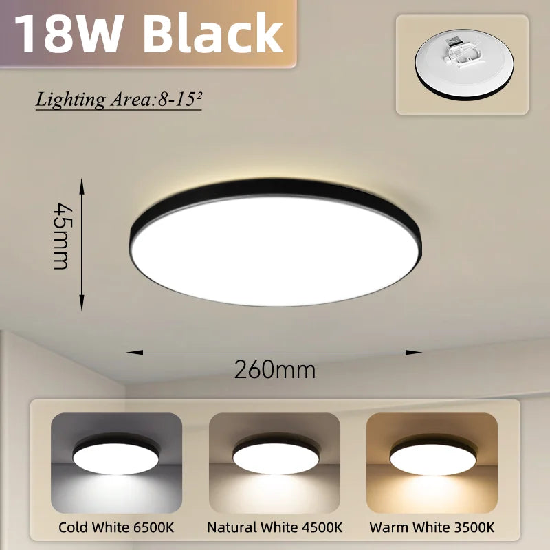 Led Ceiling Lamp Modern Ceiling Light IP65 Waterproof Round 30/18W Indoor Lighting For Bathroom Living Room Kitchen Balcony 220V