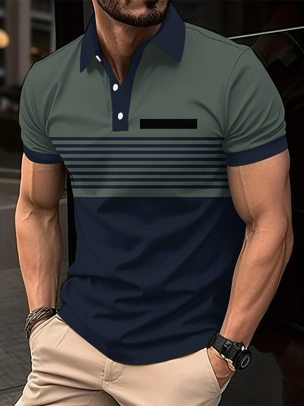 Summer T Shirts for Men 2024 Short Sleeve Men's Clothing Collar 3D Printing Plain Shirt Striped Polo Tees Fashion Pullover Tops