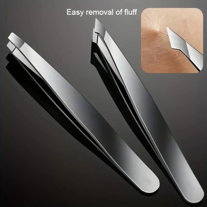 4 Piece Professional Tweezers Set Eyebrow Hair Removal, Beard Plucking, Stainless Steel Angled Tweezers Tools Hair Removal Tool