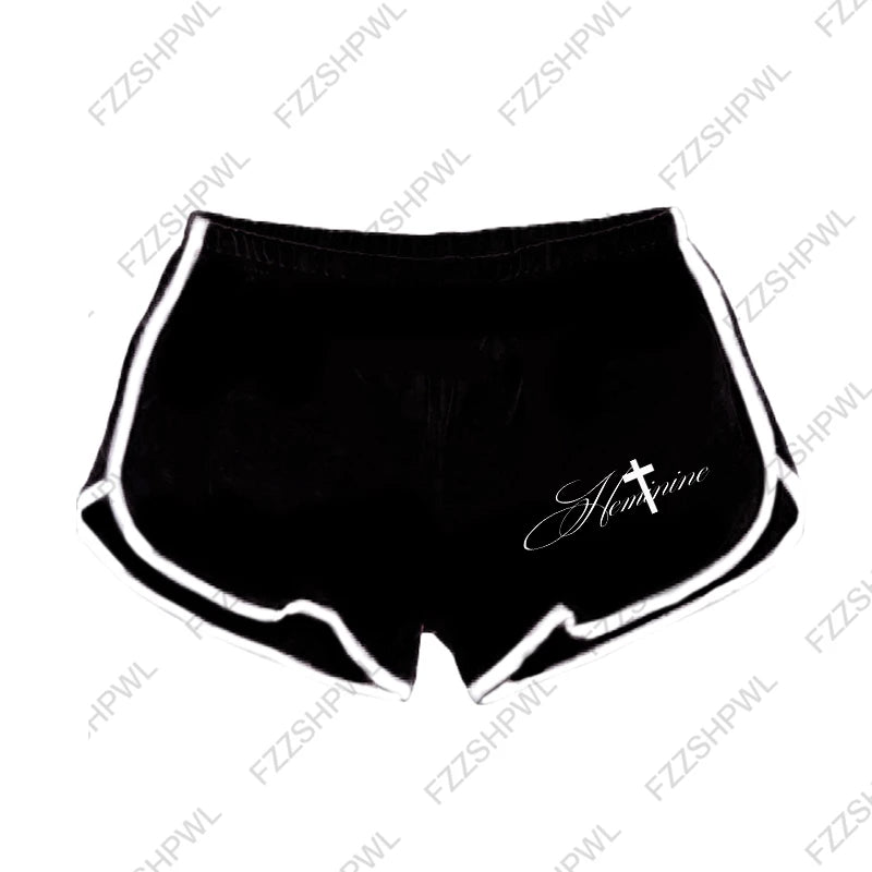 Harajuku Women's Shorts Gothic Geometric Print Striped Aesthetic Y2K Emo Girls high street Chic Casual Fashion American Shorts