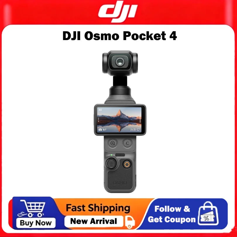 100% Original DJI Osmo Pocket 4 Camera Combo107GB Built-In Storage & 800MB/s Transfer 1" CMOS & 4K/240fps 14-Stop Dynamic Range