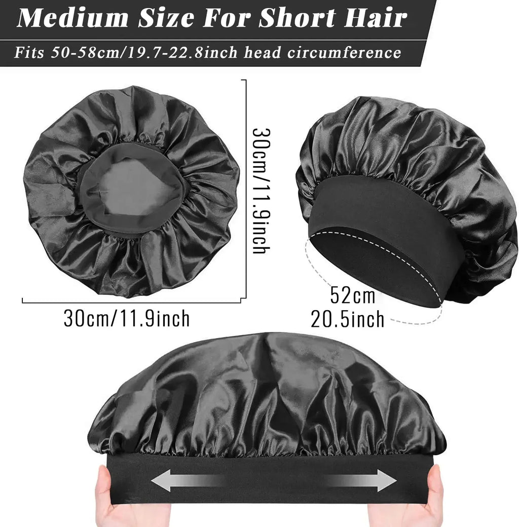 1pcs Soft Silk Satin Lined Bonnet Large Satin Hair Bonnet Household Sleep Shower Cap Hair Wrap Cover for Long Hair Salon Tool