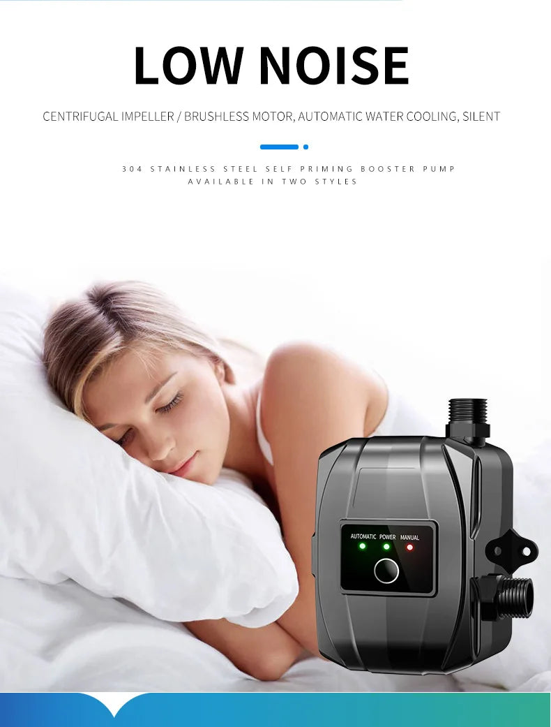 110V/220V New Automatic Booster Pump Tap Water Pipeline Booster Water Heater Shower Shower Bath Water Pressure Pressurized Mute