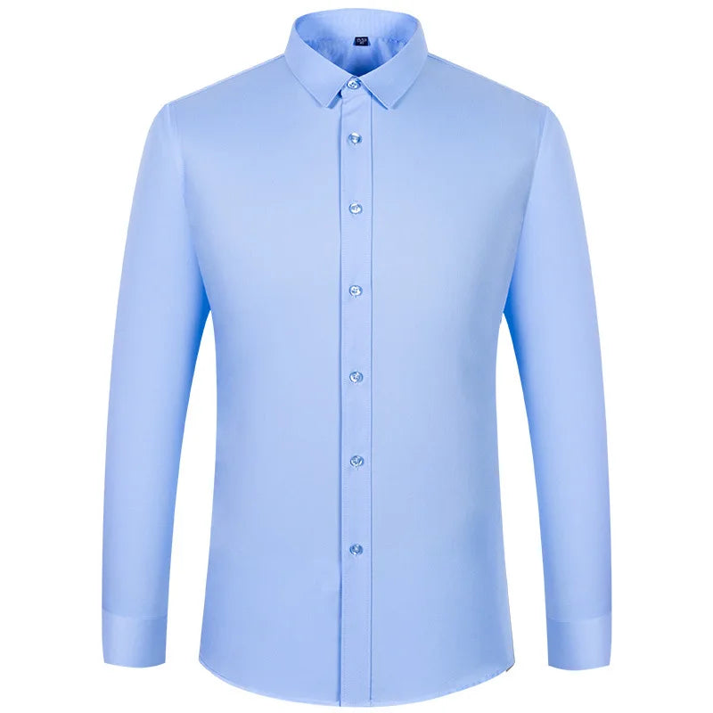 4XL 5XL 6XL 7XL 8XL Bamboo Fiber Plaid Shirt Striped Blue Casual Business Longsleeve Shirt for Men Streetwear Slim Fit Shirt Men