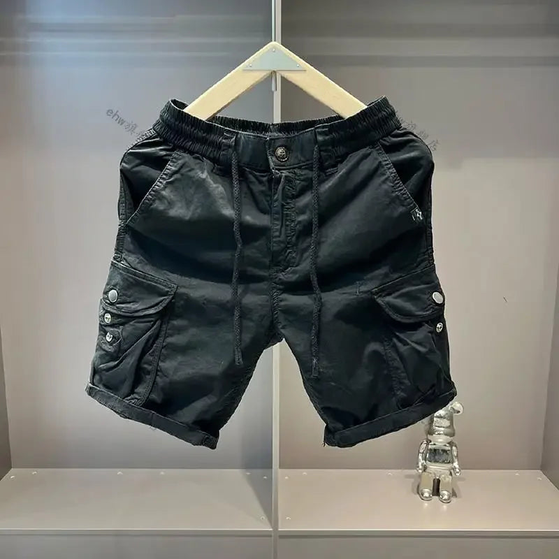 2025 Summer Work Shorts for Men Casual Multi-pocket Loose Elastic Five Points