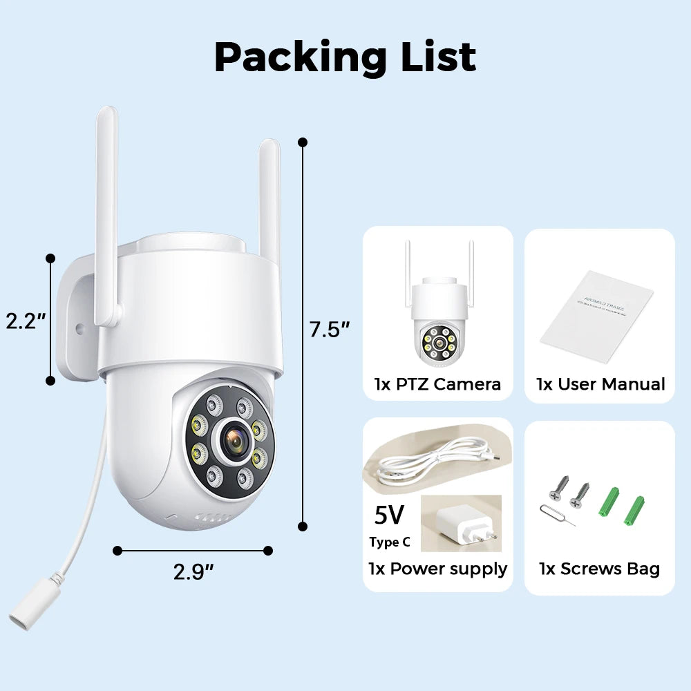 4MP 2K Wifi IP Camera HD ICsee Outdoor Surveillance Camera IP66 Waterproof Night Vision Human Detection Alert Home Security CAM