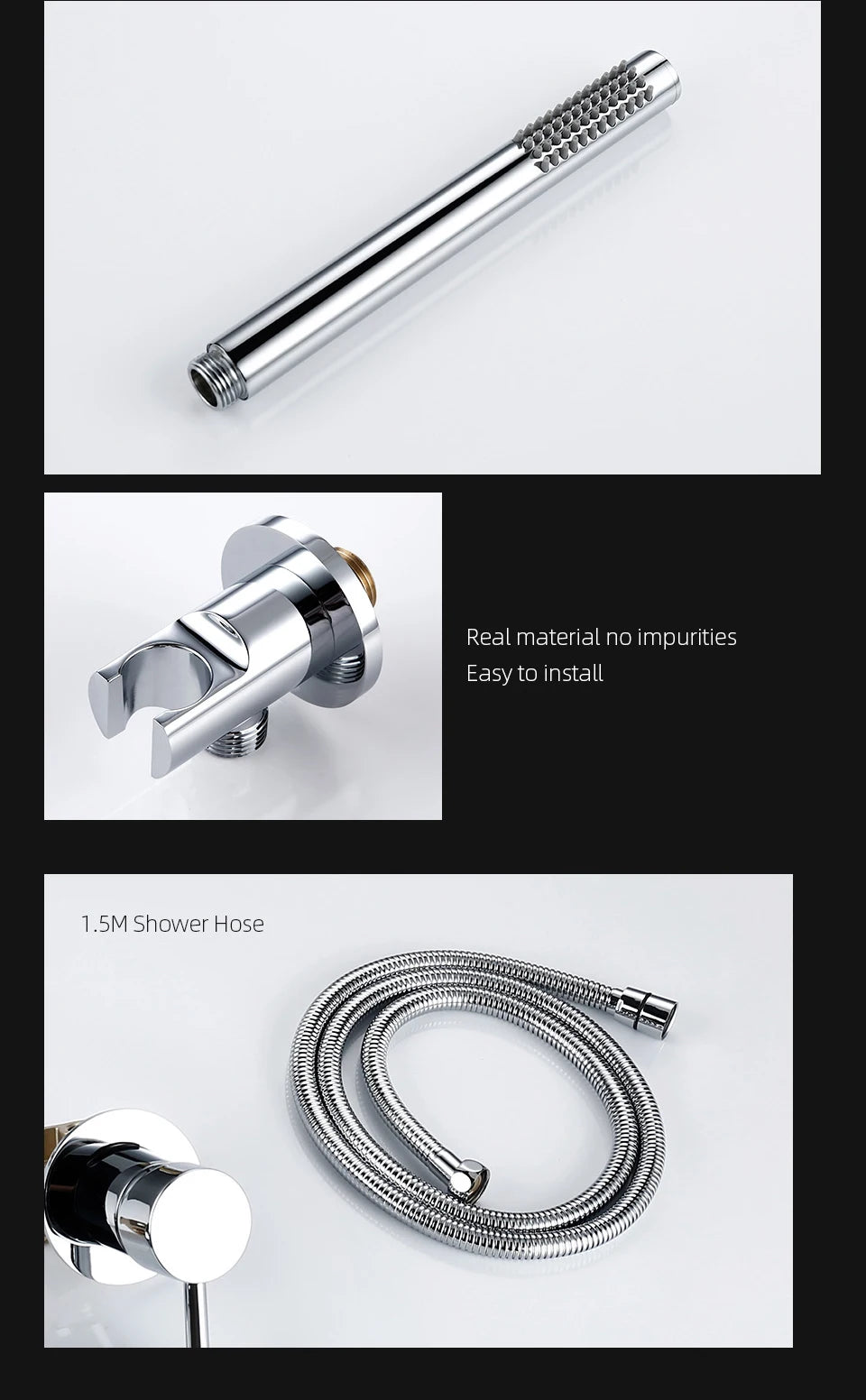 Handheld Shower Bathroom Shower Faucet  Hot & Cold Water Tap Brass Shower Holder And Stainless steel 1.5M Hose Wall Mount Mixer