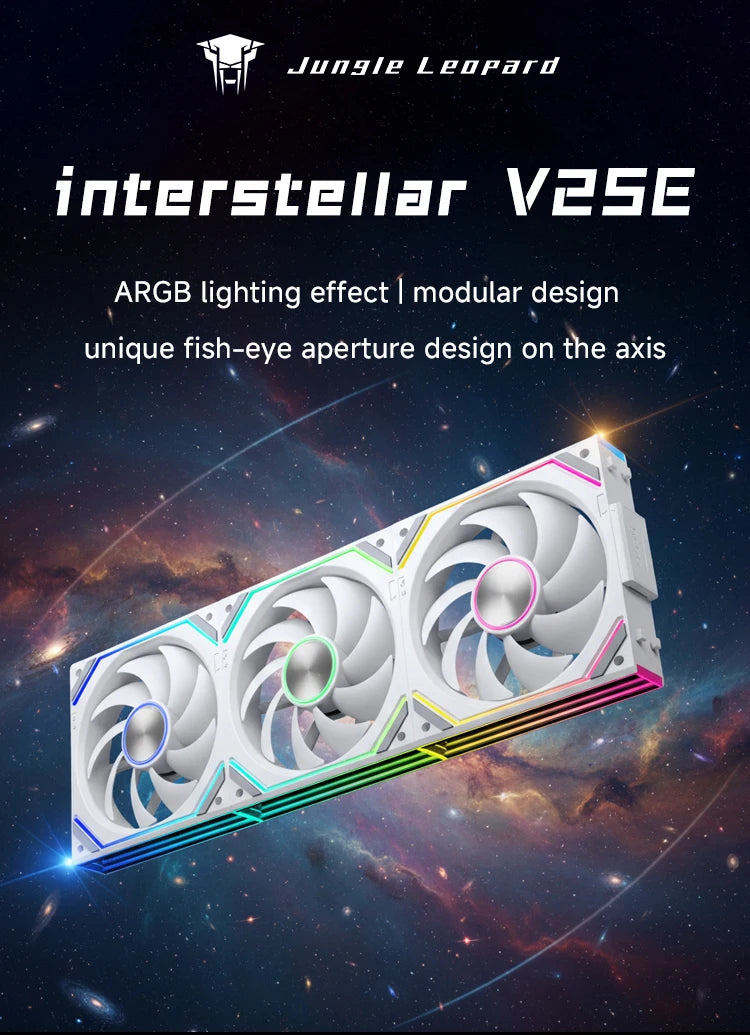 Jungle Leopard V2 SE 120mm Reverse Fan ARGB PWM PC Case Fan with Hydraulic Bearing White Spliceable Low Noise