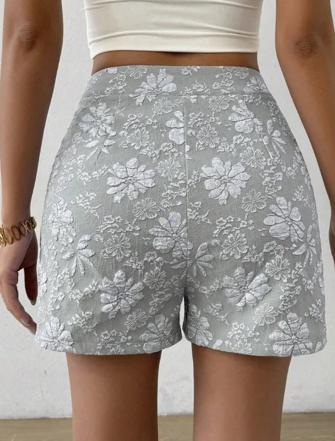 Women's Retro Jacquard High Waist Straight Shorts Summer Breathable Street Casual Hot Pants Versatile Bottoms for Daily Vacation