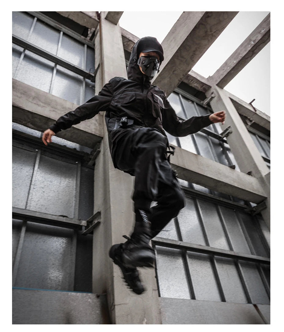 2022 Autumn Tactical Jackets Windbreaker Men Functional Techwear Mens Black Hip Hop Streetwear Waterproof Windproof Hooded Coats