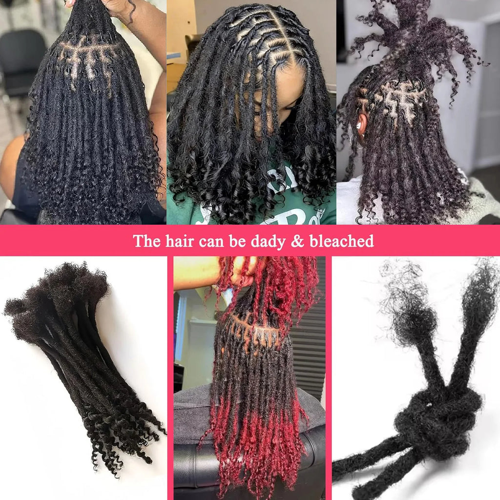 8-14inch 0.6cm Width Human Hair Dreadlock Extension with Curly Ends Handmade Permanent Locks Extension Can Be Dyed for Men/Women