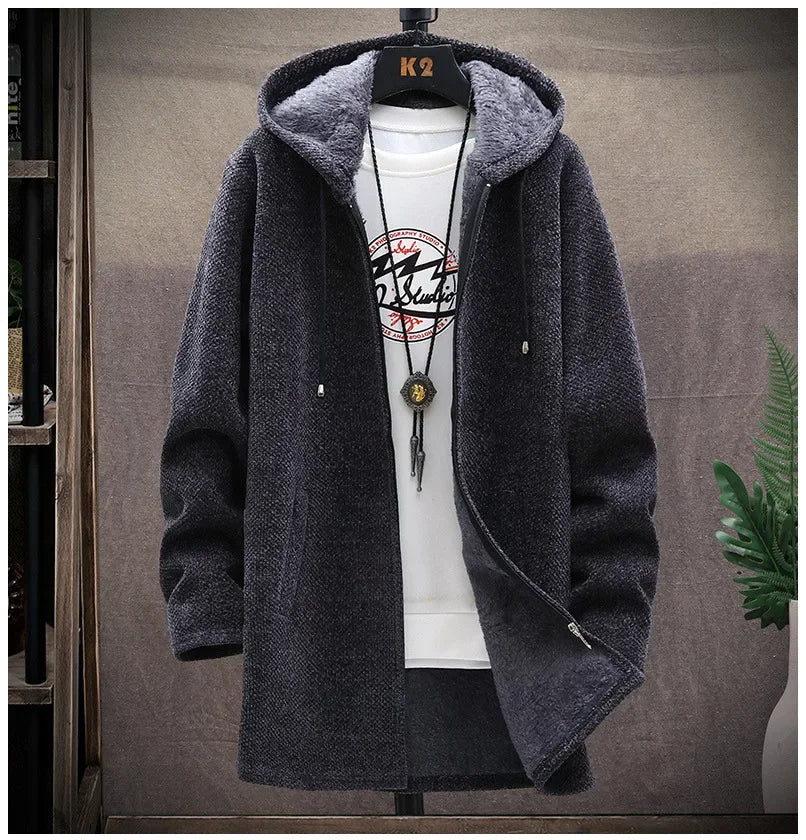 Customizable Thick hooded cardigan jacket