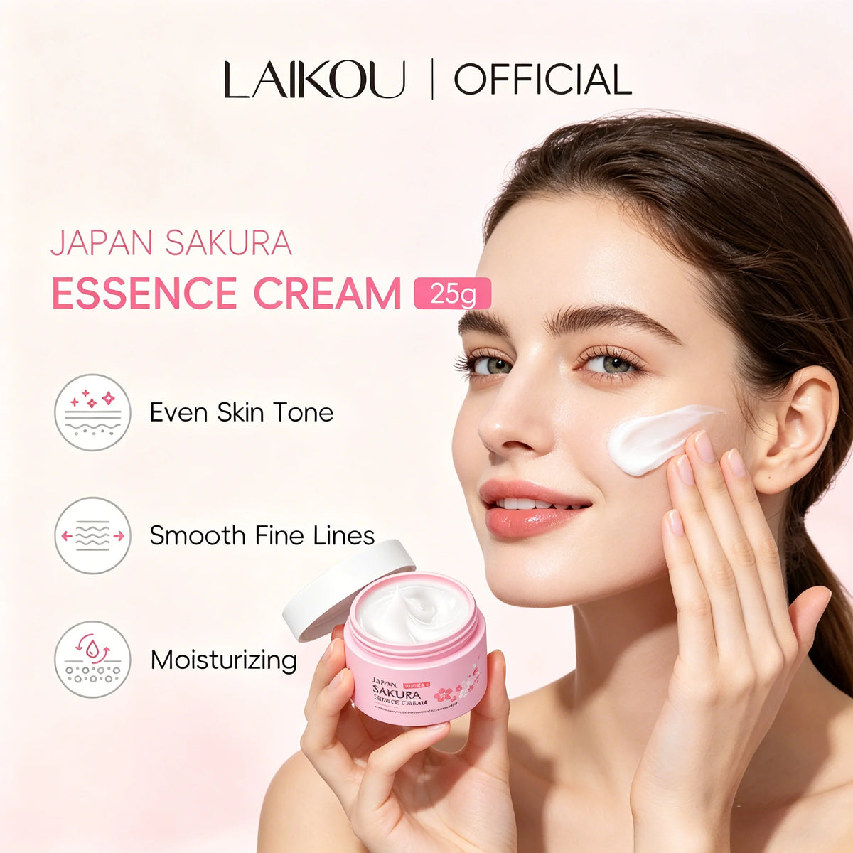 LAIKOU Japan Sakura Cream 25g Niacinamide Brightening Moisturizer Deep Hydration Repair Oil‑Control Gentle Nourishing Skin Care