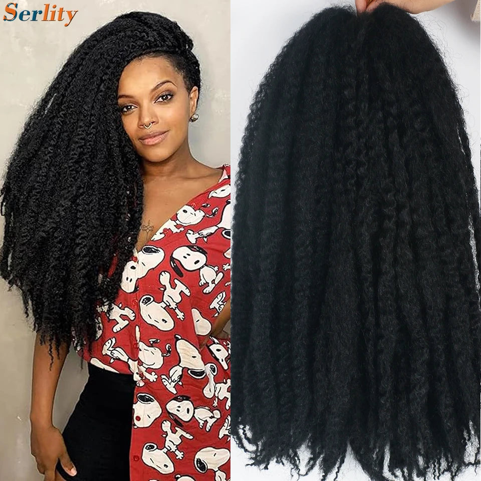 Marley Twist Braiding Hair Pre Stretched 1- 6 Packs Ombre Afro Kinky Curly Crochet Hair for Faux Locs Jumbo Marley Twists Hair