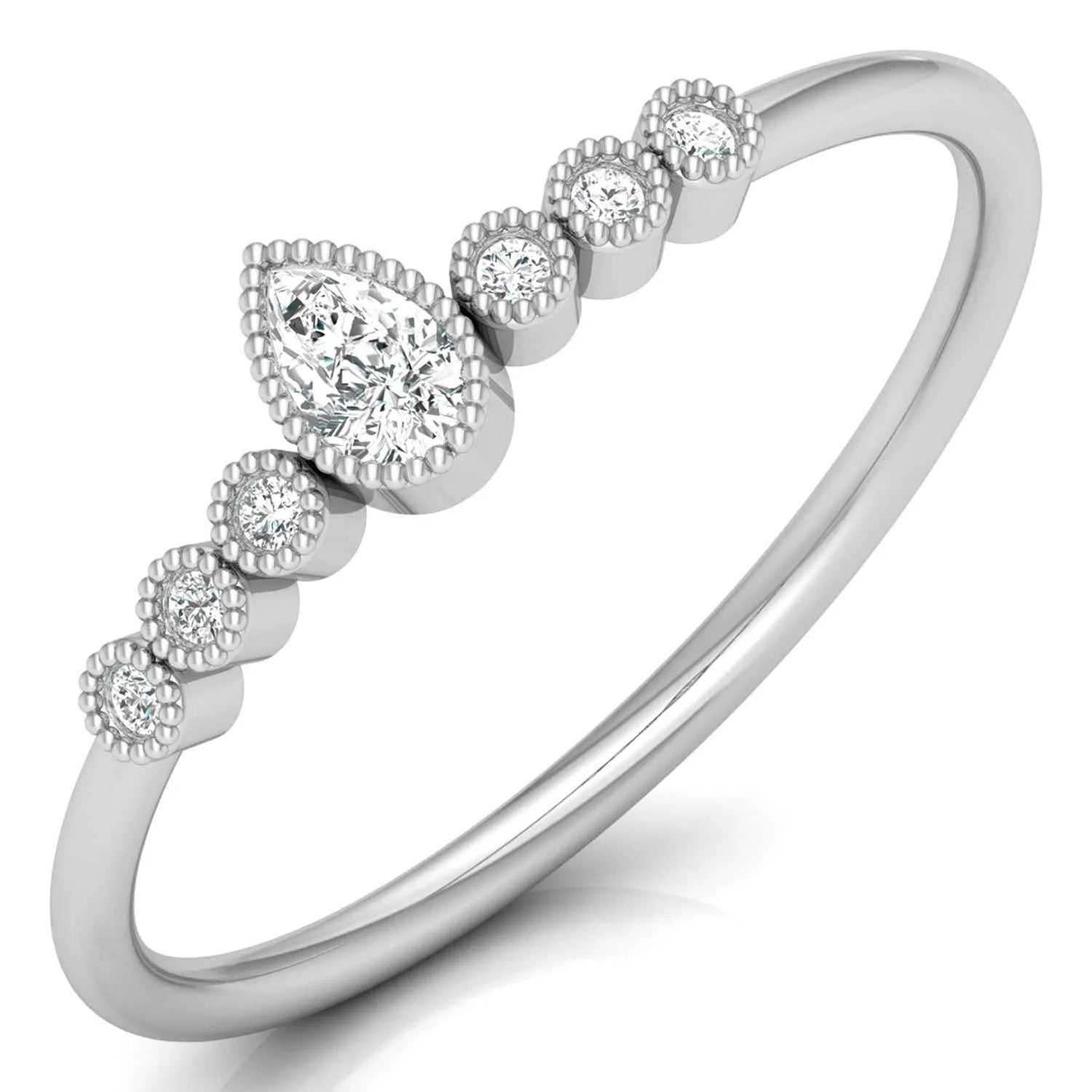 10K 14K 18K Solid Gold Pear Lab Grown Diamond Solitaire Ring Bulk Wholesale Jewelry Loose Round Diamond Wedding Ring For Women