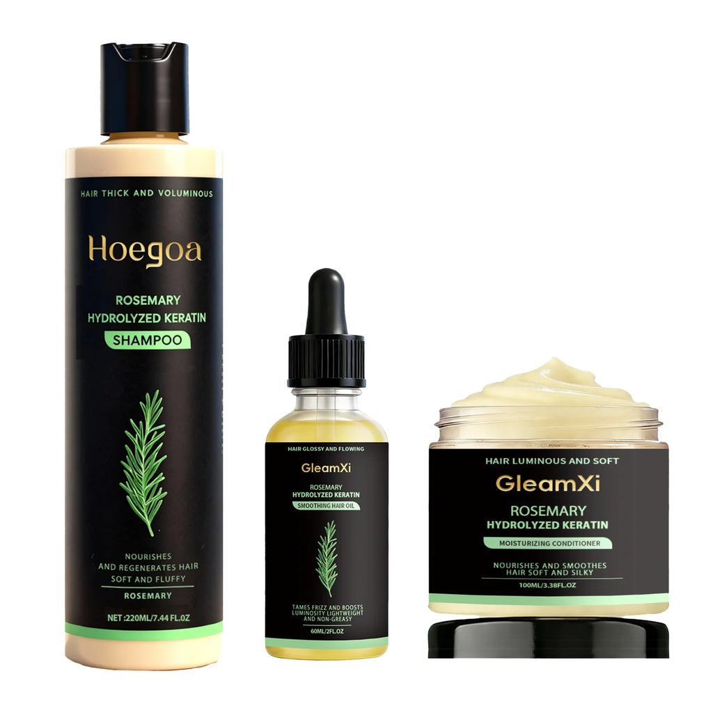 Rosemary Mint Hair Care Kit Hydrolyzed Keratin Dry Frizzy Damaged Repair for Oily Scalp Damaged Hair Nourishing Hair Treatment