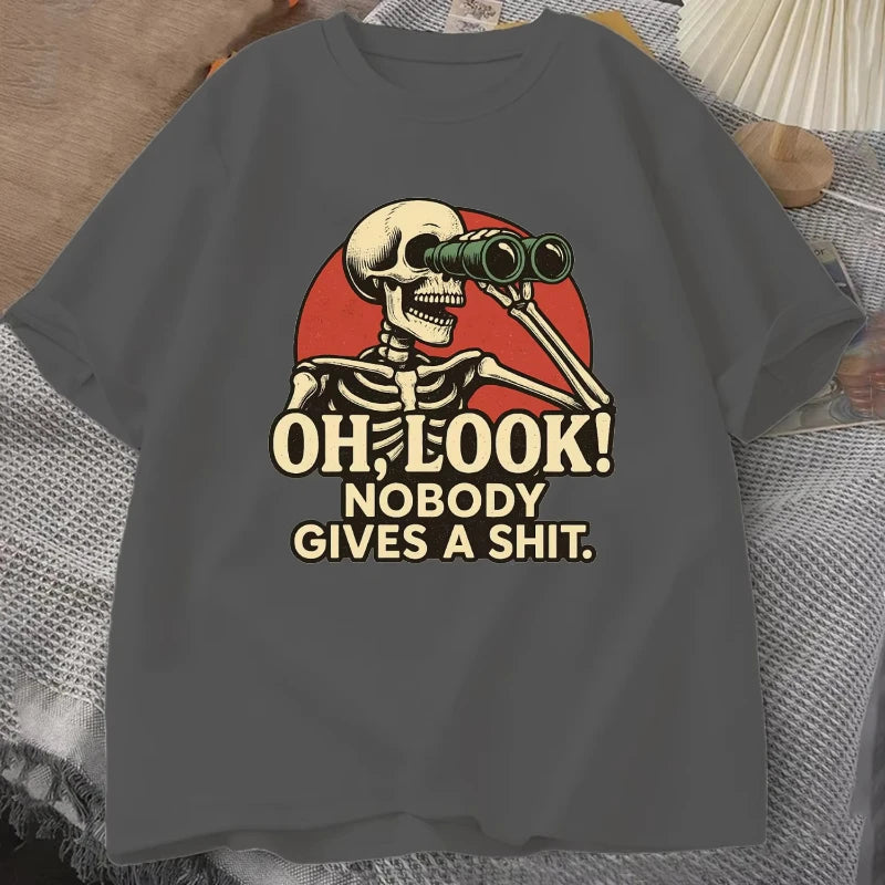 Oh Look Nobody Gives A Shit Sarcasm T-shirt Summer Men's Tracksuit Round Neck Short Sleeve Sportswear Casual Fun Tops Cotton Tee