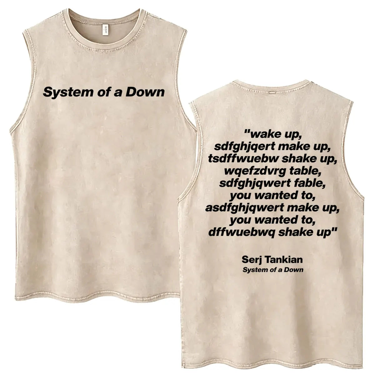 System of A Down Cartoon Vintage Washed Tank Tops Men's Rock Alternative Metal Sleeveless Vests T-shirt Male Oversized T Shirts