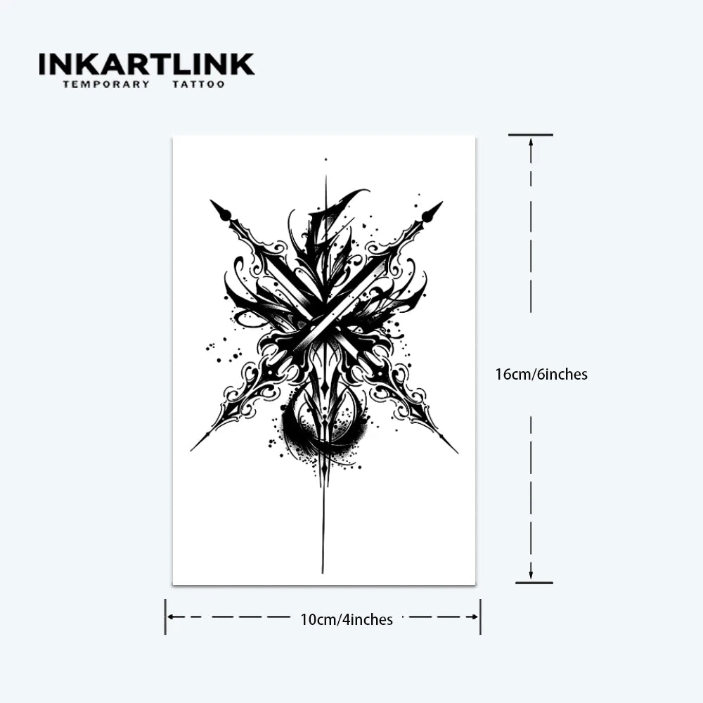 Crossed Swords Temporary Tattoo,Lasts To 15 Days New Technology Magic Waterproof Semi Permanent Sticker.