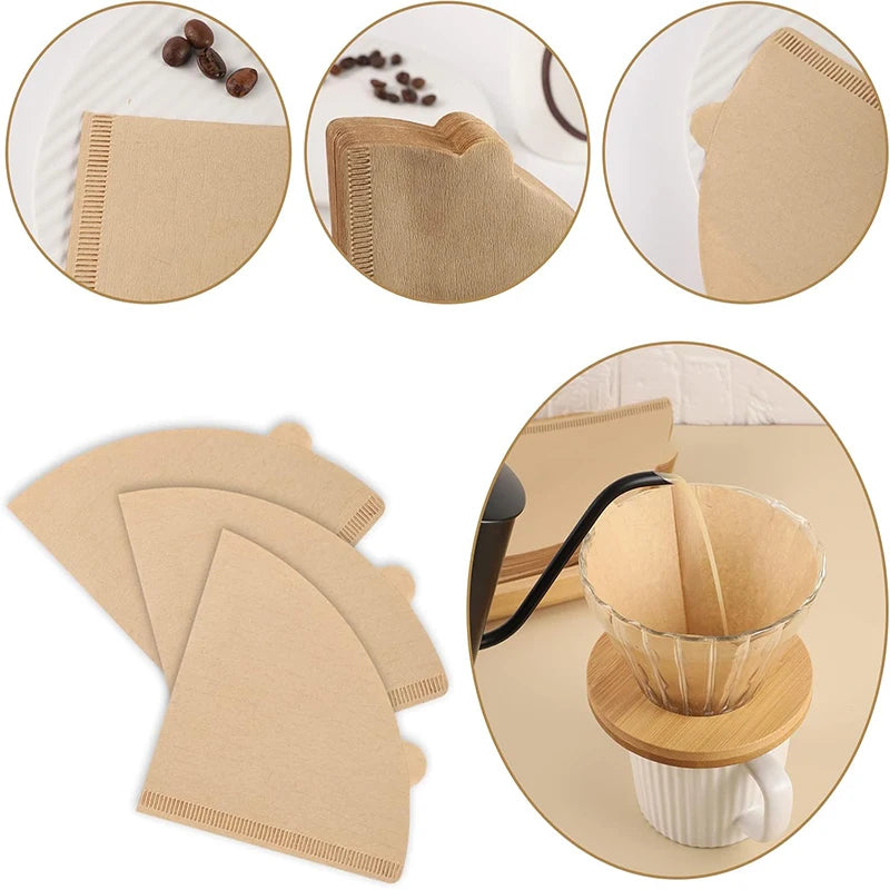 100Pcs Coffee Filter Papers(1-4 Cups) Disposable Filter Papers Unbleached Cone Filter Papers for Pour Over and Drip Coffee Maker