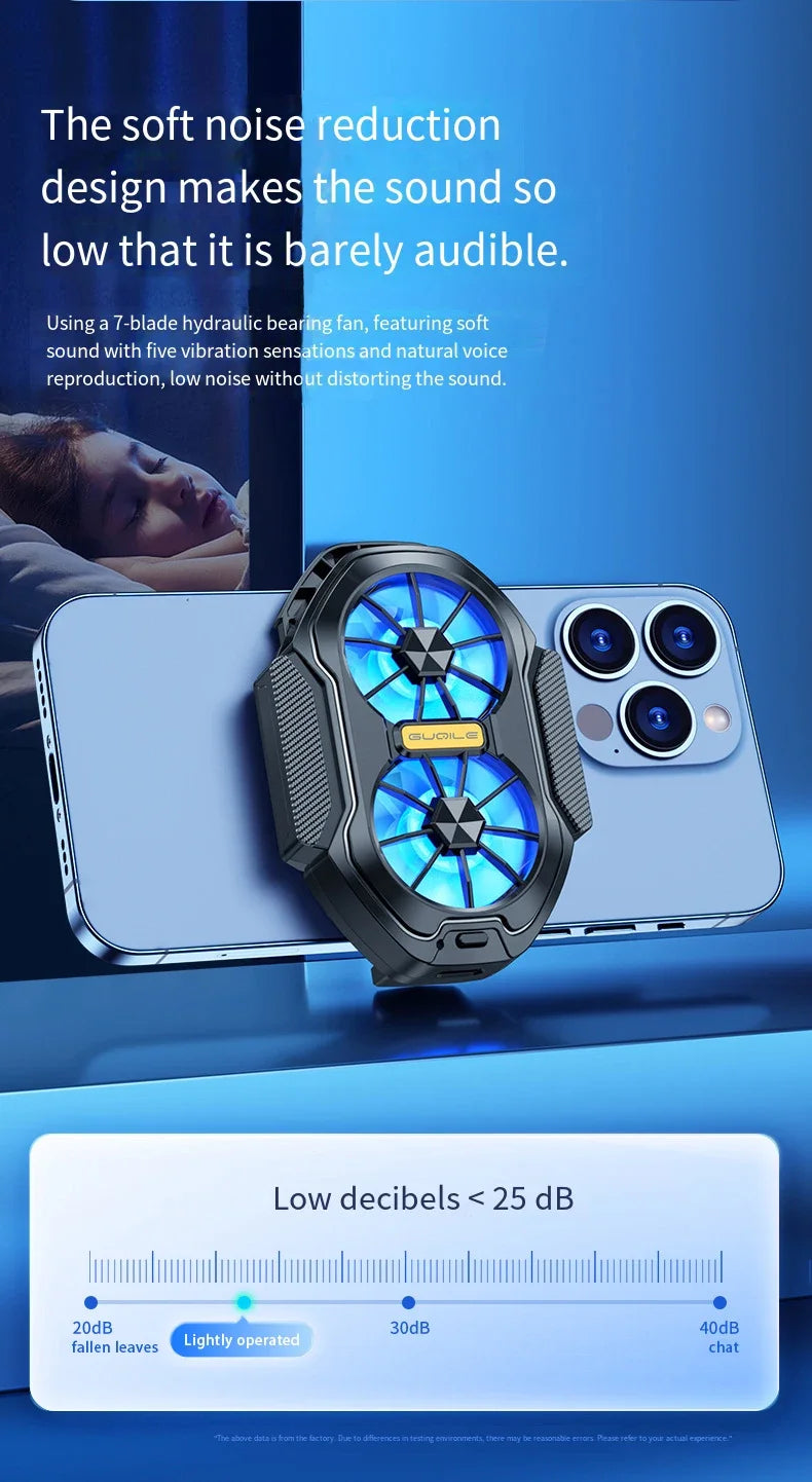 2025 New FS01 Dual - Fan Mobile Phone Cooler, Cools Down In 10 Seconds + Wireless Battery Life,  Relieves Heat  For Your Phone