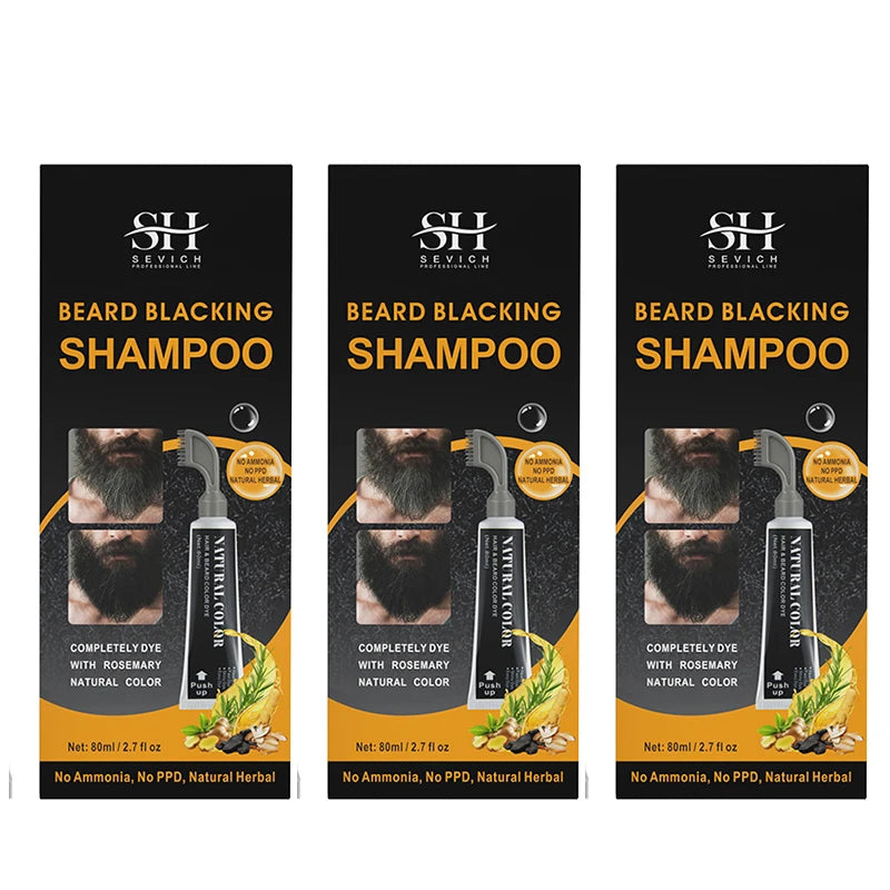 NEW Black Beard Dye Cream With Comb 80ml Natural Men Beard Dye Shampoo Permanent Beard Coloring Cream Fashion Modelling Tool