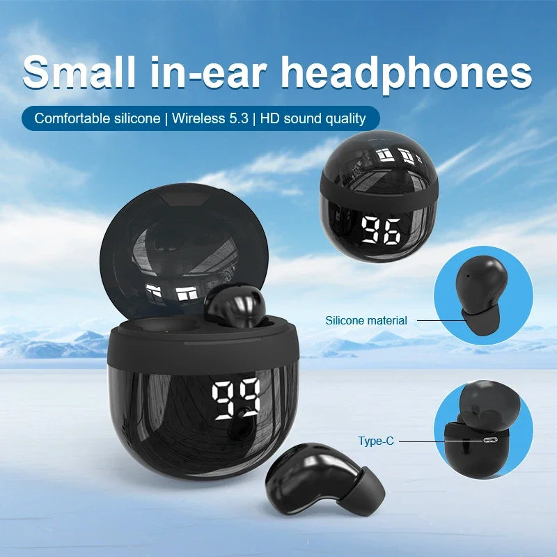 Wireless In-ear Headphones Bluetooth 5.4 Earphone Control Sport Headset Waterproof Microphone Music for Tumbler Design Mini Tiny