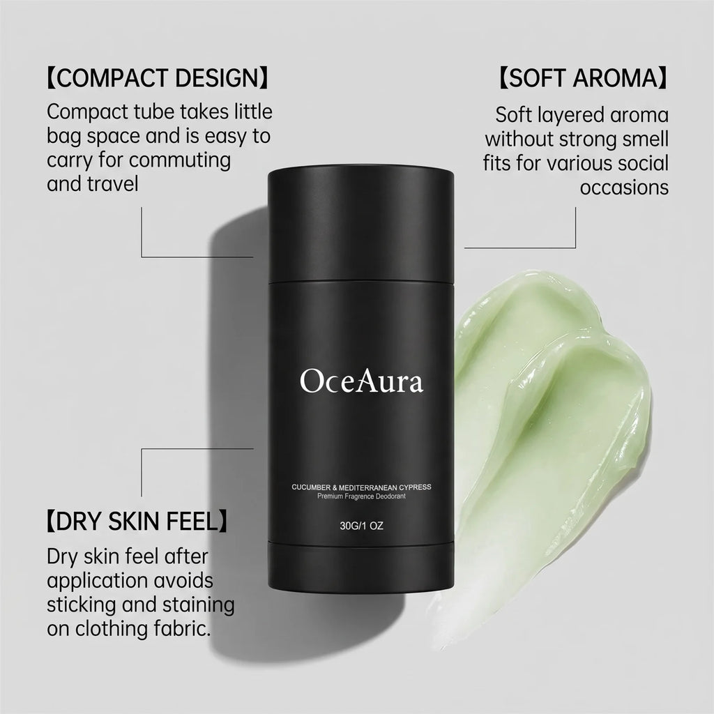 Fresh Woody Deodorant Stick Cucumber Cypress Fragrance Unisex Underarm Care Travel Use Long Lasting Odor Control Body Balm Stick
