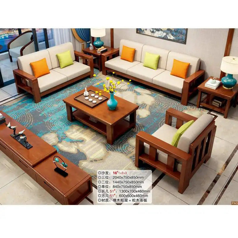 For Hot Sale Fashion Wooden Sofa Set Restaurant Furniture Modern Living Room Sectional Solid Wood  Luxury