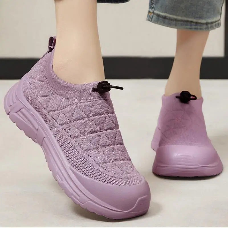 Denim Canvas Sneakers Women Slip On Light Blue Retro Skull Platform High Top Sneakers Ladies 2025 Spring Vulcanized Shoes Woman