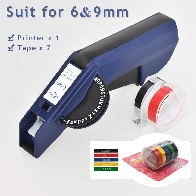 Original Motex E5500 E-505 Manual Label Maker e-5500 Suit For 6/9mm DYMO 3D Embossed Tape Can Replace 1610 12965 1880