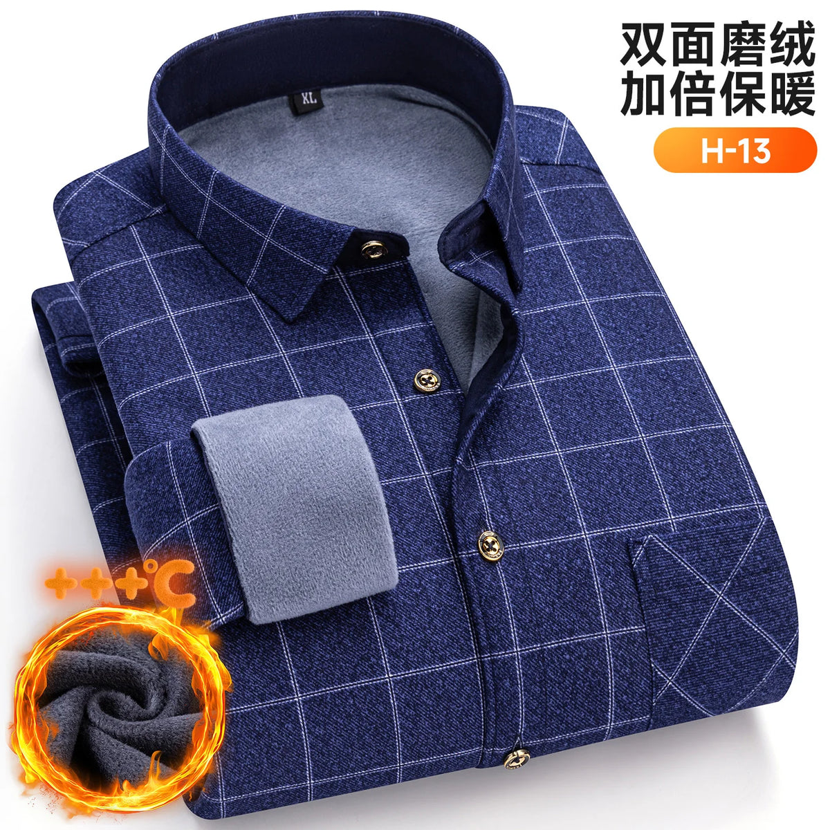 Autumn Winter New Fleece Plaid Shirt For Men Business Thickened Warm Double-sided Fleece Casual Non-ironing Fashion Check Shirts