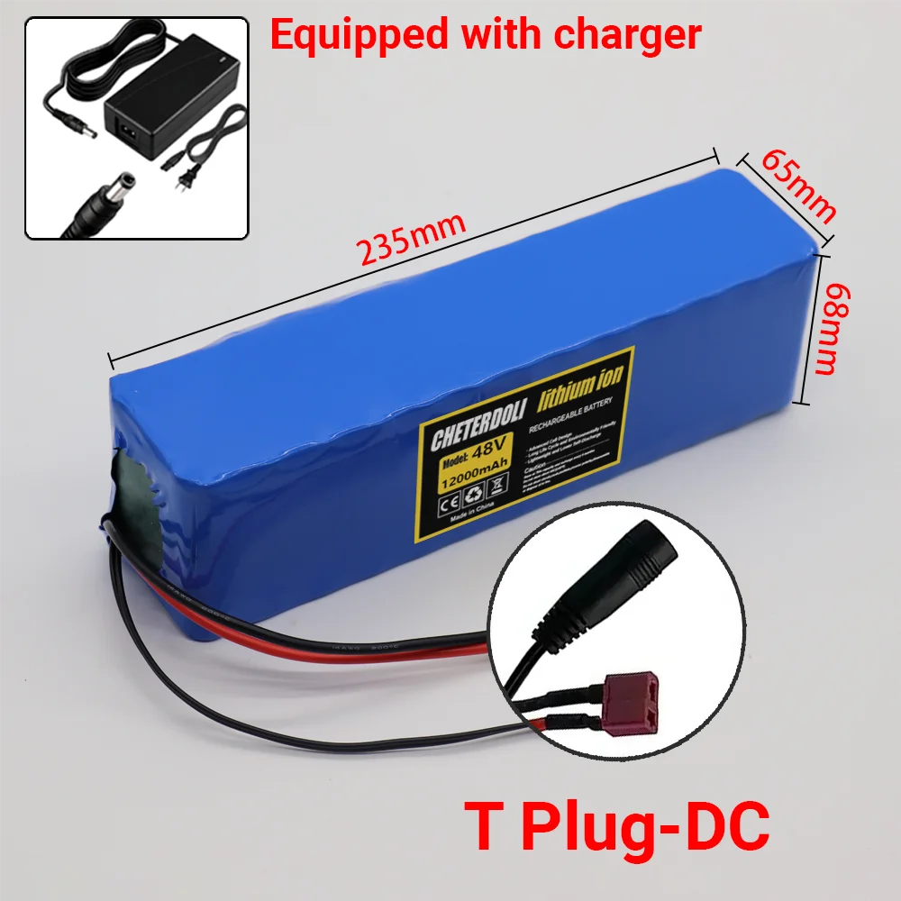 48V E-scooter Battery 12Ah real capacity 13S3P 18650 Lithium-ion battery Pack 500W 1000W motor BMS system wiht 2A Charger