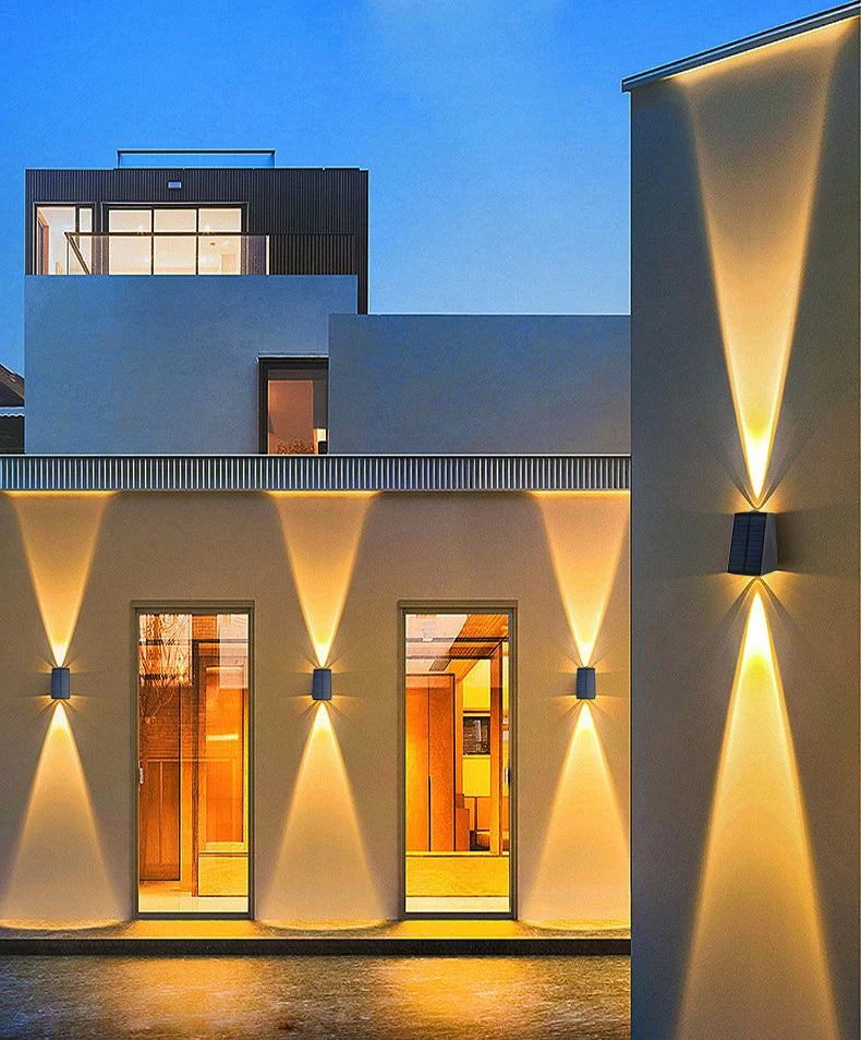 LED Outdoor Solar Wall Light Up And Down Luminous Garden Lamp Villa Courtyard Porch Street Decorative Lighting Wall Washer Light
