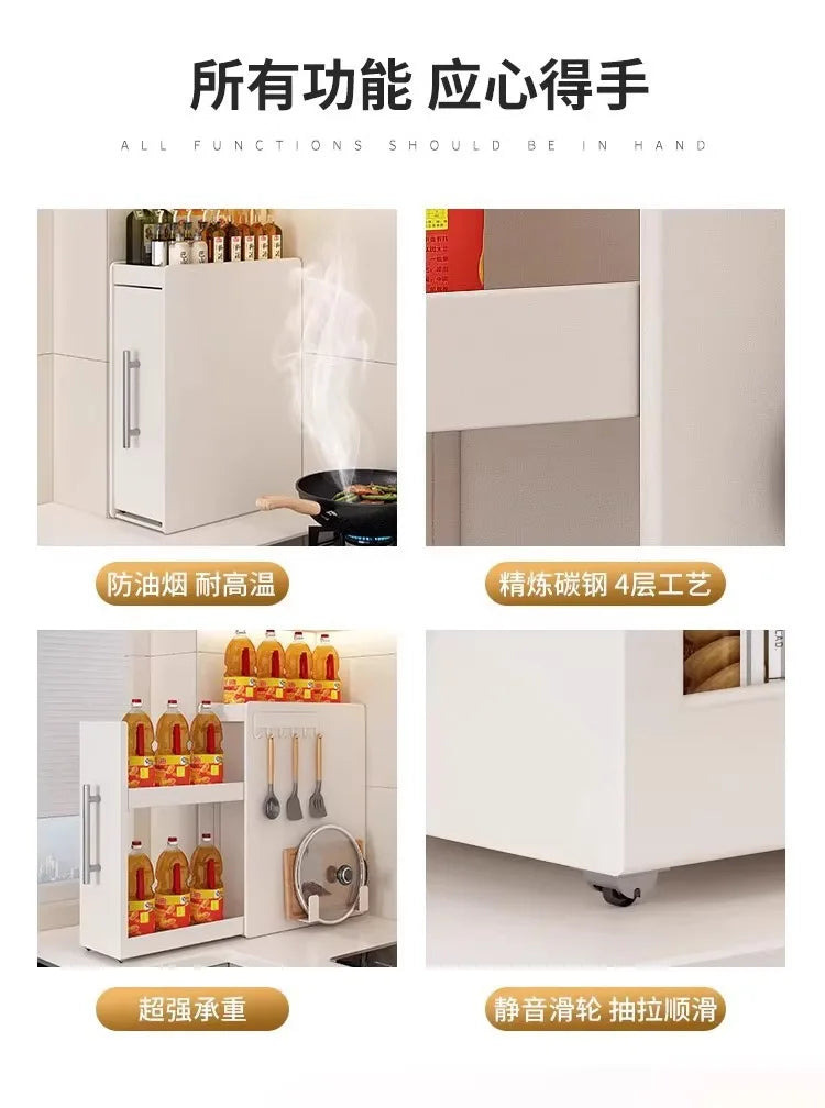 Shelf Kitchen Pull-out Seasoning Countertop Multifunctional Seasoning Storage Rack Dustproof Extremely Narrow Side Box Cabinet