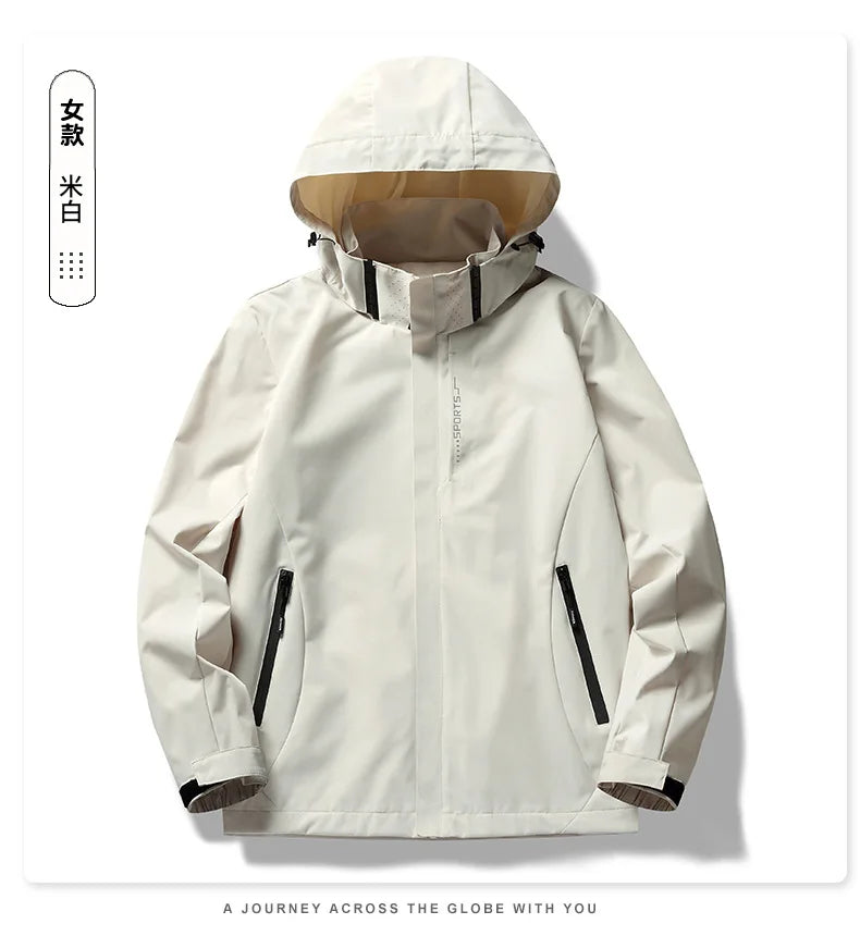 Couple Matching Hooded Jacket Stand Collar Thin Casual Outer Top For Men And Women Suitable For Spring Autumn Outdoor Travel An