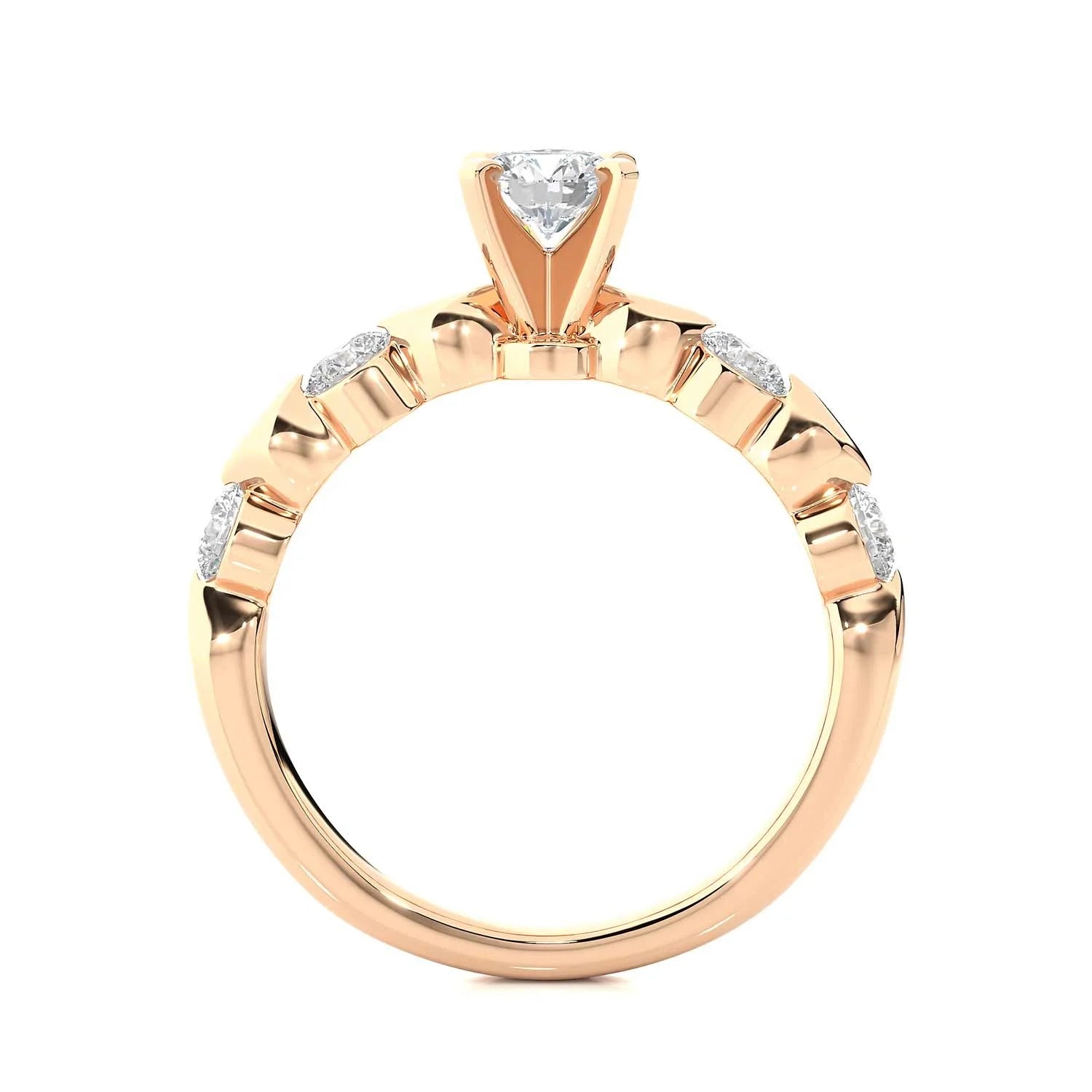 Trending Lab Made Diamond Five Stone Ring Yellow Rose White Gold Plated Leaf Nature Inspired Design VVS1 Clarity Diamond Rings