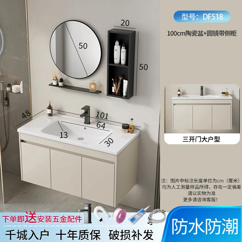 Wall Basin Bathroom Cabinet Set Sink Mirrors Shelves Bathroom Cabinets Storage Organizer Mobile Bagno House Accessories