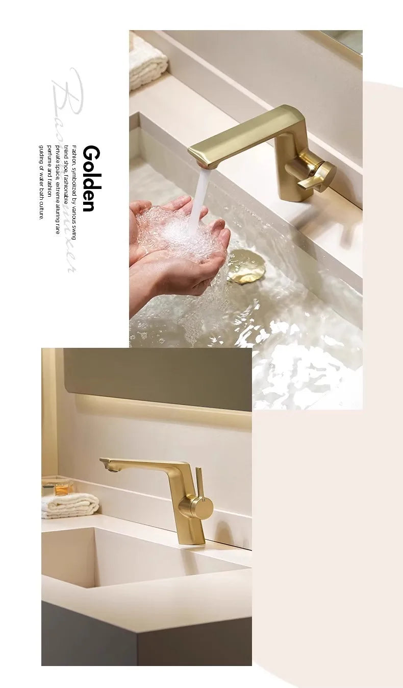 Modern Bathroom Sink Faucet Brass white or brushed gold gray Single Handle Deck Mounted Wash Basin Water Tap Hot And Cold Mixer