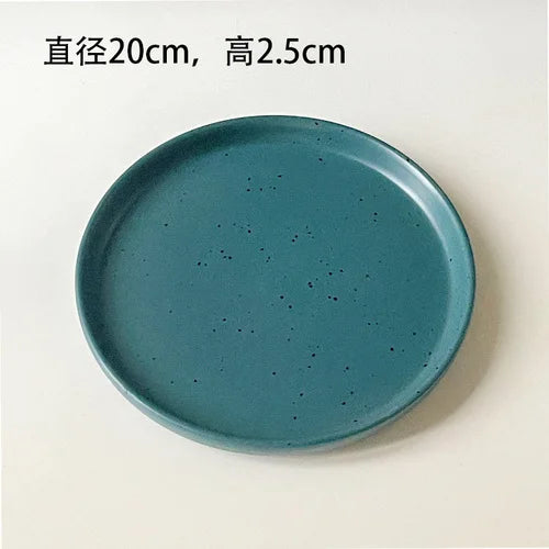Retro Style White Ink-splashed Ceramic Bowl and Plate Western Food Steak Fruit Dessert Tray Salad Bowl Tableware Main Dish Plate