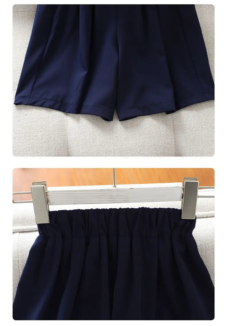 2026 New Summer Teenage Girls Clothing Sets Children Short Sleeve Top Shorts Two Piece Set Kids Casual Oufits School Clothing