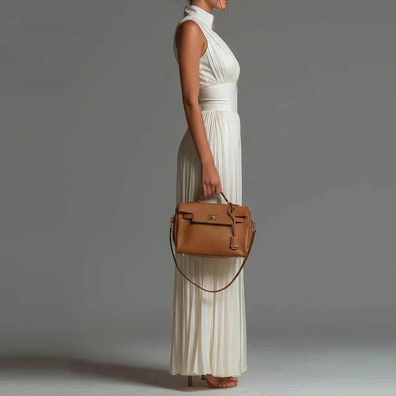 Elegant High Neck Wide Leg Playsuit Sexy Hanging Neck Sleeveless High Waist Romper Casual Solid Pleated Office Commute Jumpsuit