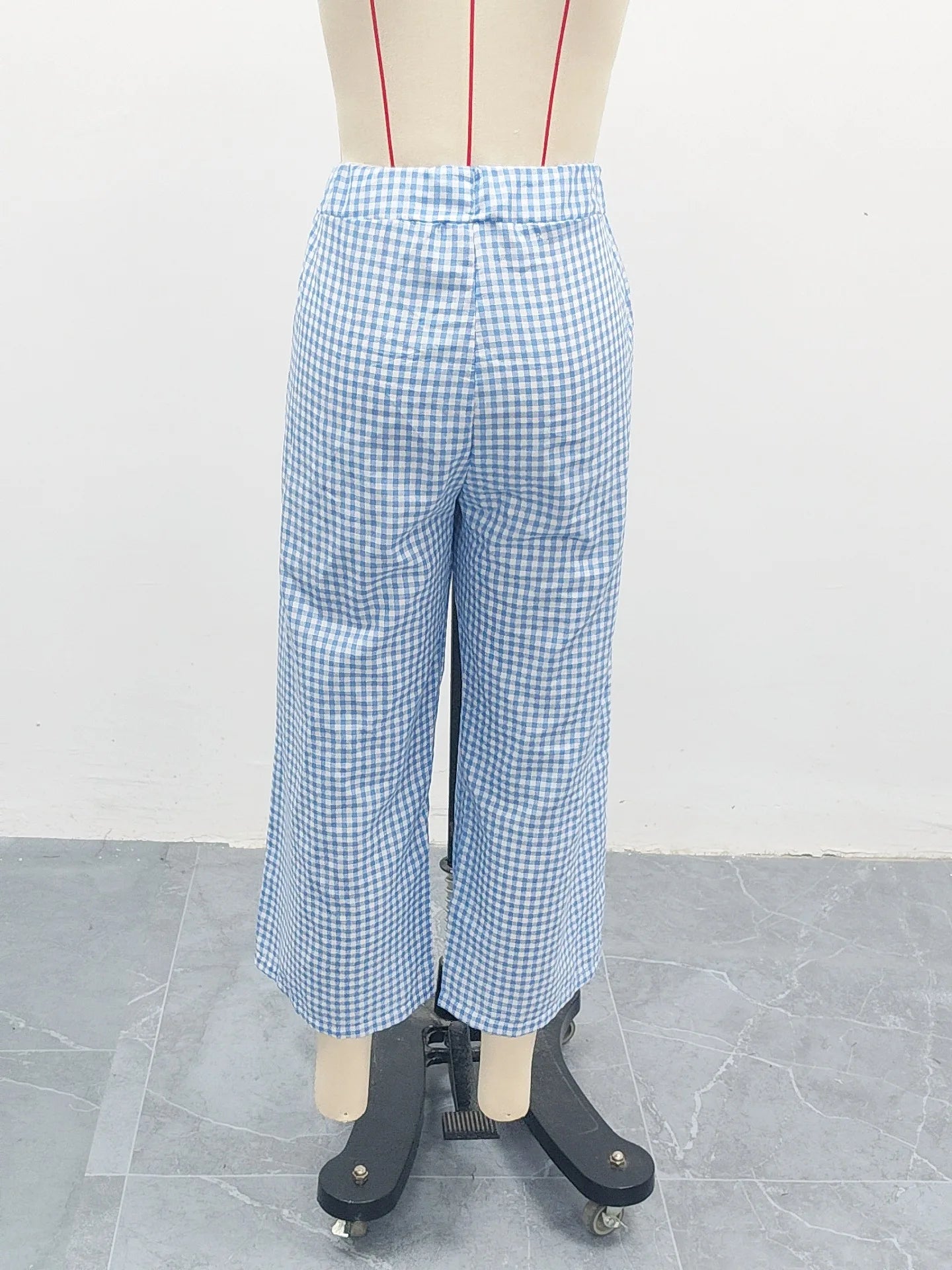 Women's Casual Plaid Wide Leg Pants Summer New Loose Slimming Lazy Long Trousers Comfortable Loose Fit High Waist Pants 2025